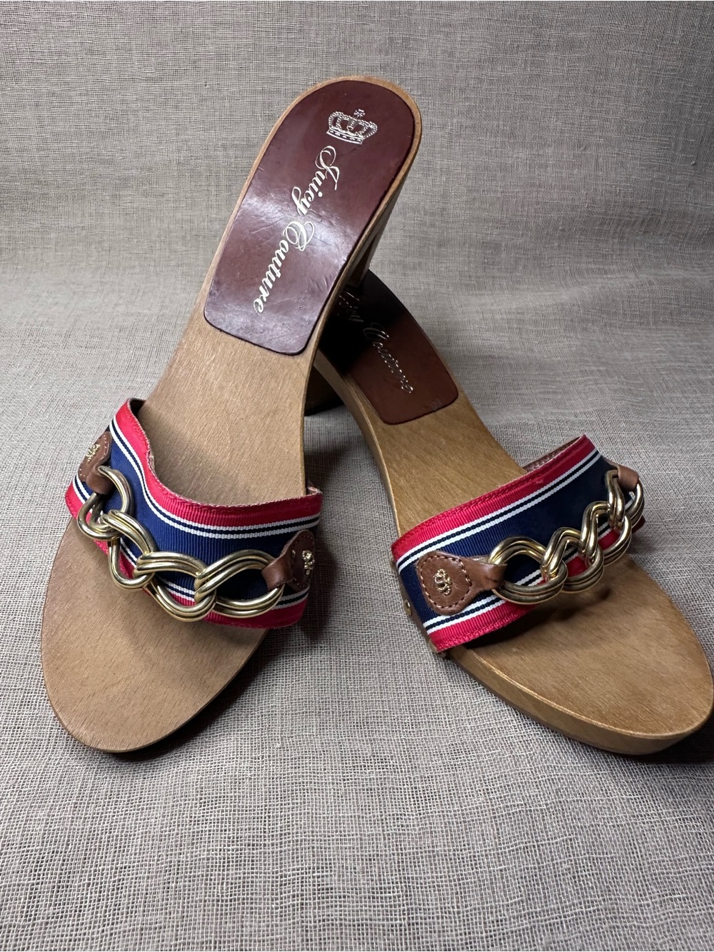 Vintage Juicy Couture Wooden Mule Heels Y2K Sz 8 - Picture 8 of 10
